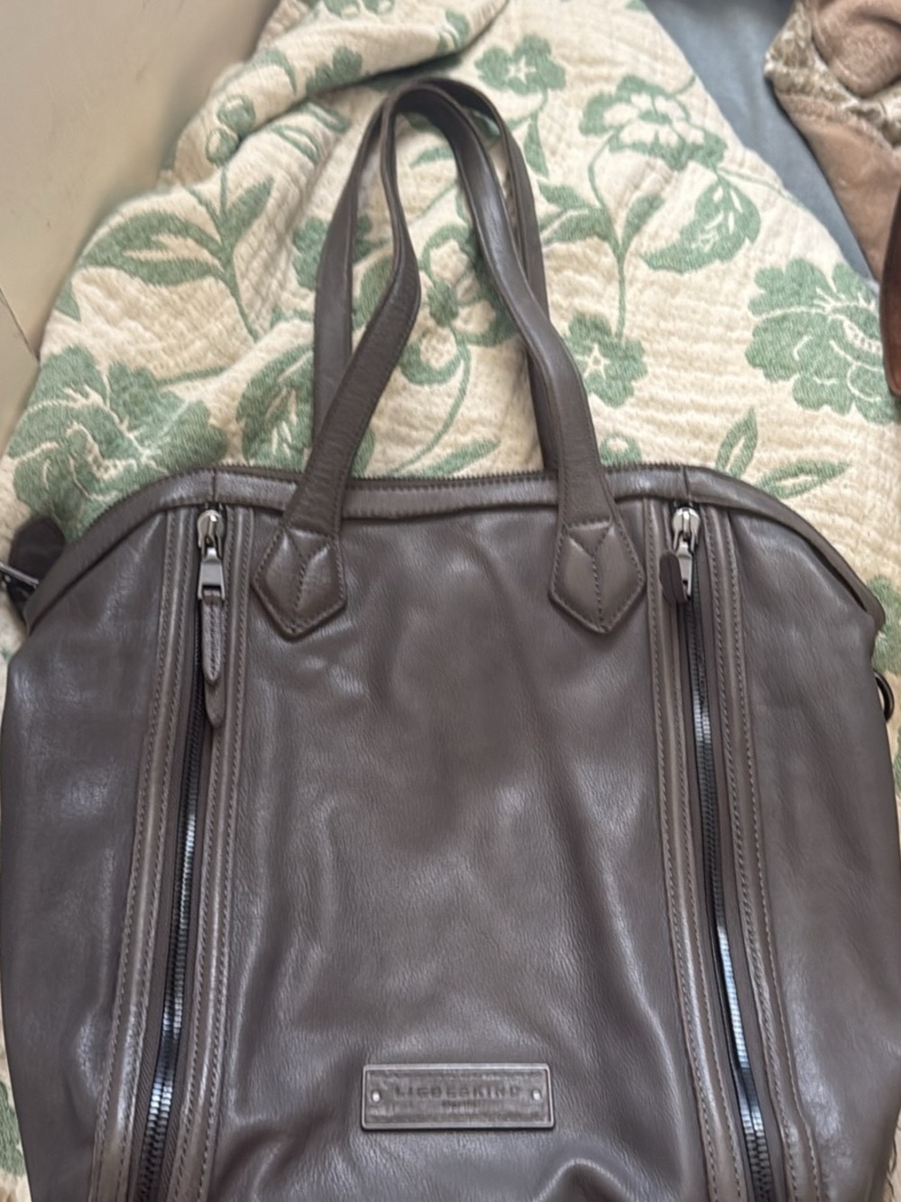 Gorgeous grey leather purse/ tote